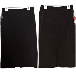 NWT Mango High Waist Button Slit Pencil Skirt Brown Petite / XS